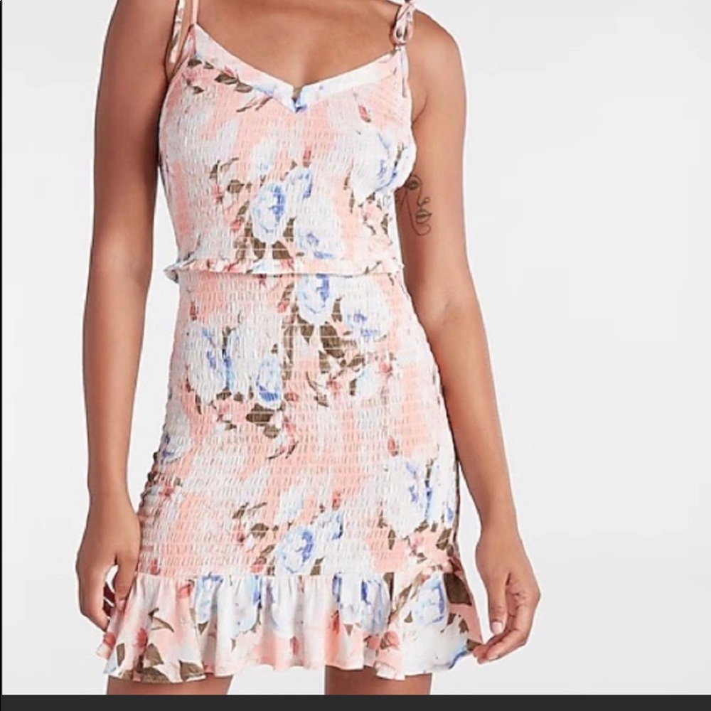Floral smocked mini dress new with tags